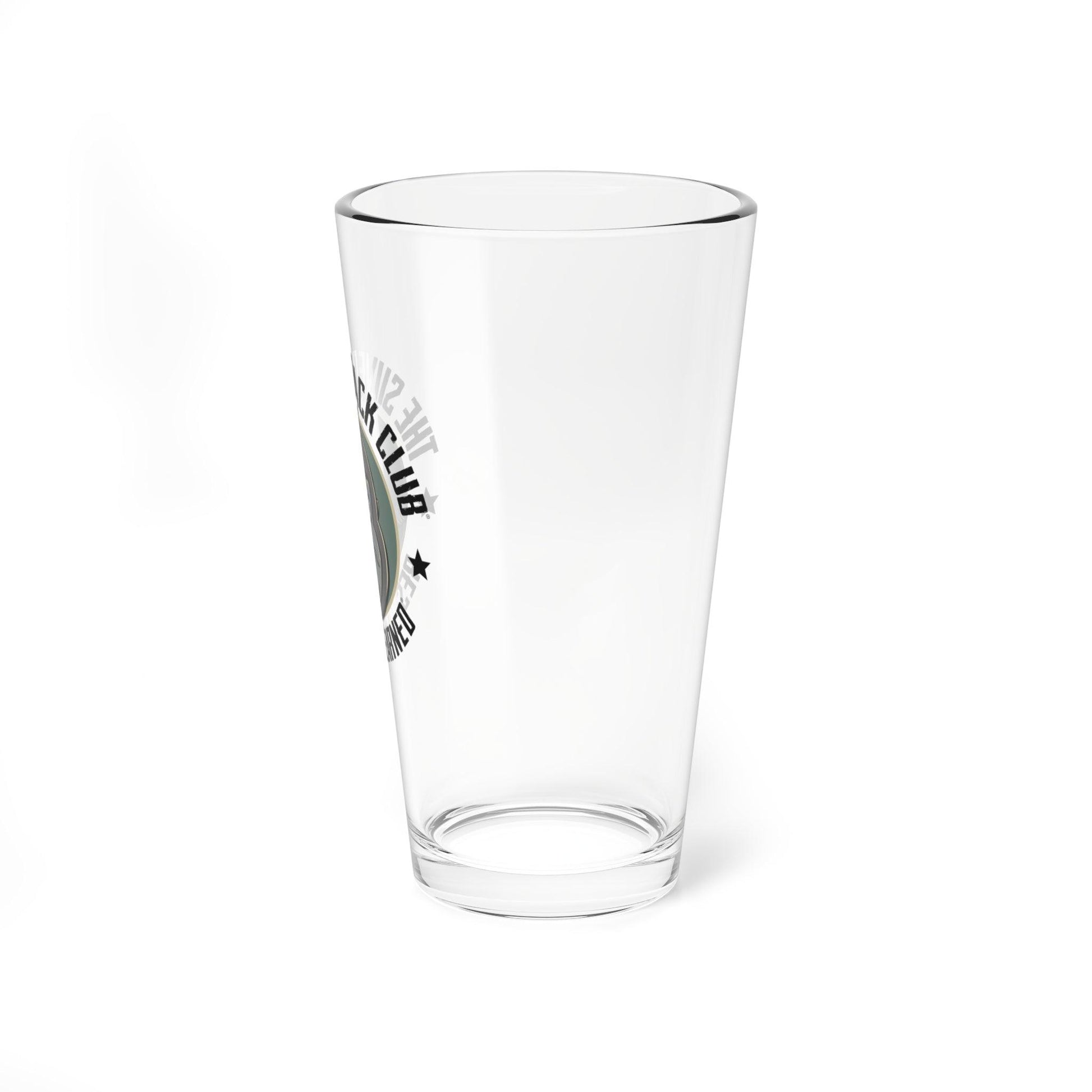 A side view of an empty tall glass.