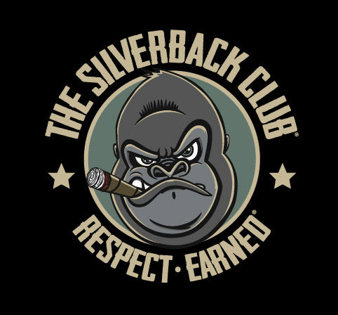 An image of a silverback gorilla's head and the words "The Silverback Club" and "Respect.Earned" surround it. Two stars are on each side of the logo.